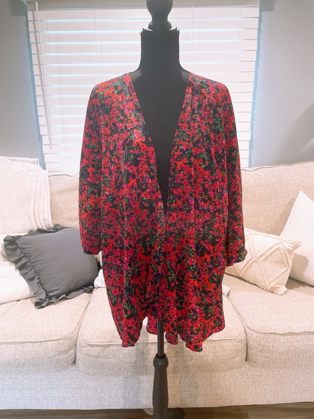 LuLaRoe Shirley Open Front Duster Kimono Size Large